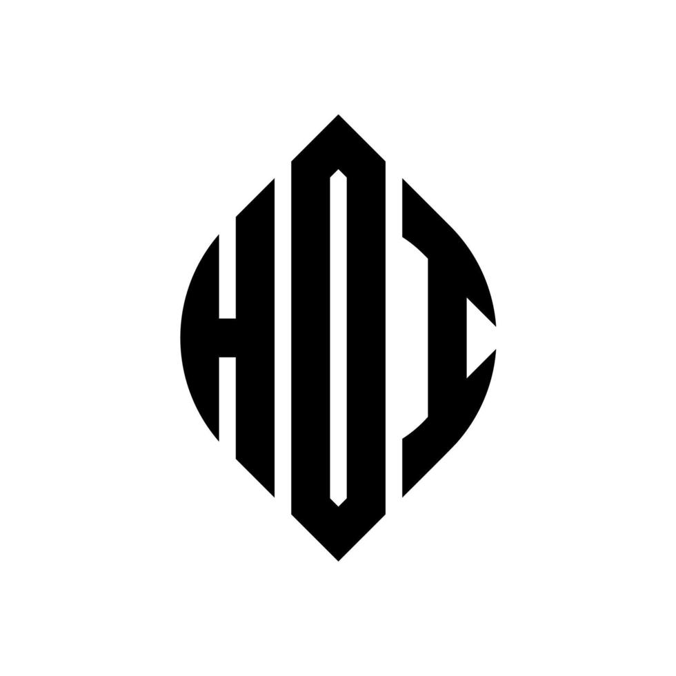 hoi cirkel letter logo ontwerp met cirkel en ellipsvorm. hoi ellipsletters met typografische stijl. de drie initialen vormen een cirkellogo. hoi cirkel embleem abstracte monogram brief mark vector. vector