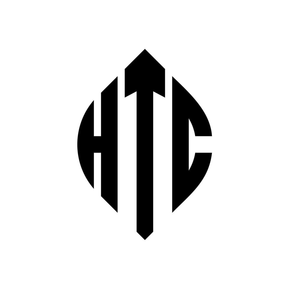 htc cirkel letter logo ontwerp met cirkel en ellipsvorm. htc ellipsletters met typografische stijl. de drie initialen vormen een cirkellogo. HTC cirkel embleem abstracte monogram brief mark vector. vector