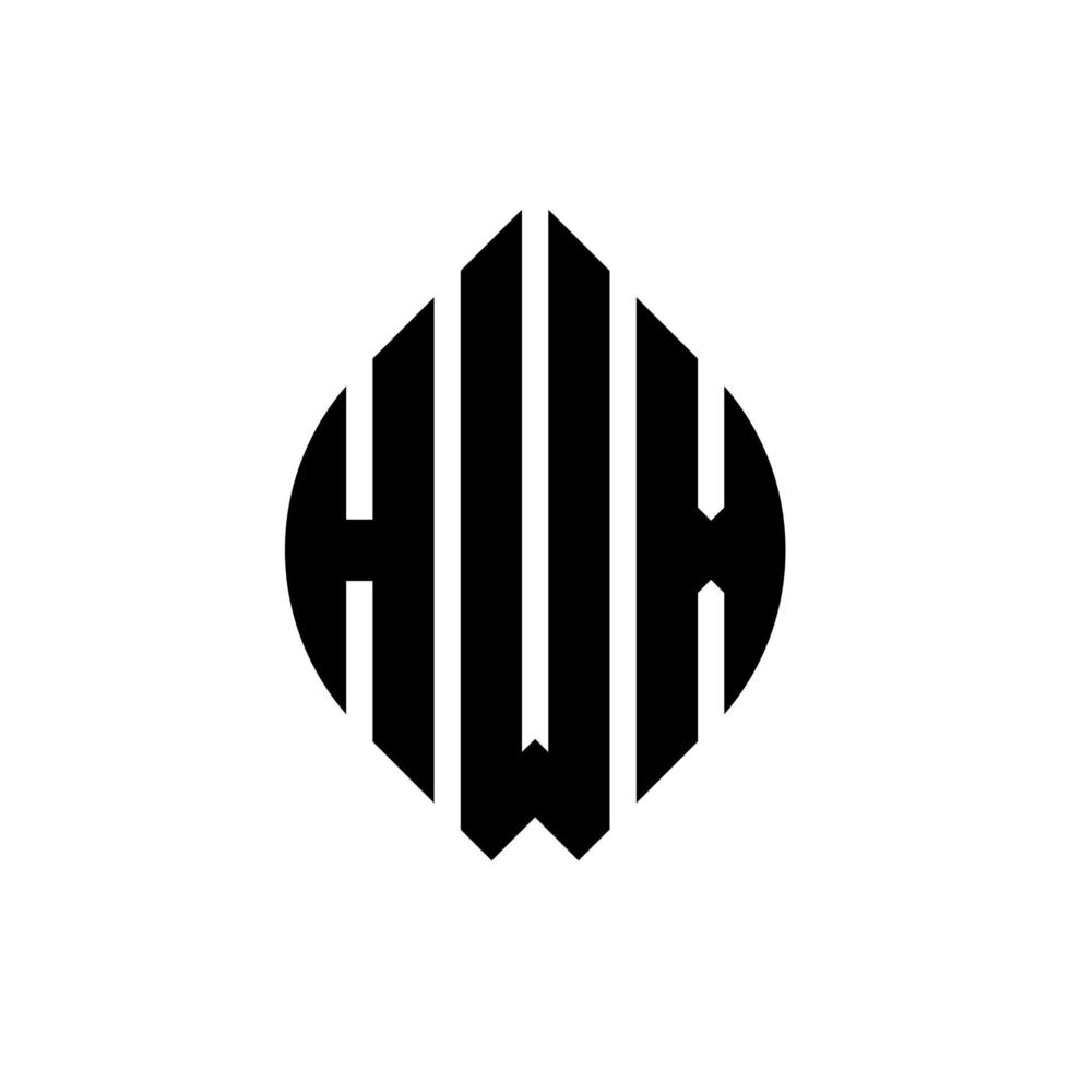 hwx cirkel letter logo ontwerp met cirkel en ellipsvorm. hwx ellipsletters met typografische stijl. de drie initialen vormen een cirkellogo. hwx cirkel embleem abstracte monogram brief mark vector. vector