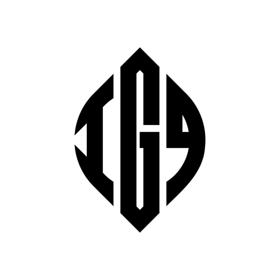 igq cirkel letter logo ontwerp met cirkel en ellipsvorm. igq ellipsletters met typografische stijl. de drie initialen vormen een cirkellogo. igq cirkel embleem abstracte monogram brief mark vector. vector