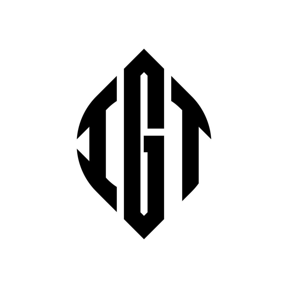 igt cirkel letter logo ontwerp met cirkel en ellipsvorm. igt ellipsletters met typografische stijl. de drie initialen vormen een cirkellogo. igt cirkel embleem abstracte monogram brief mark vector. vector