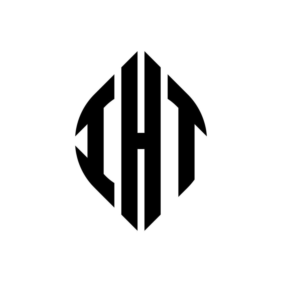 iht cirkel letter logo-ontwerp met cirkel en ellipsvorm. iht ellipsletters met typografische stijl. de drie initialen vormen een cirkellogo. iht cirkel embleem abstracte monogram brief mark vector. vector