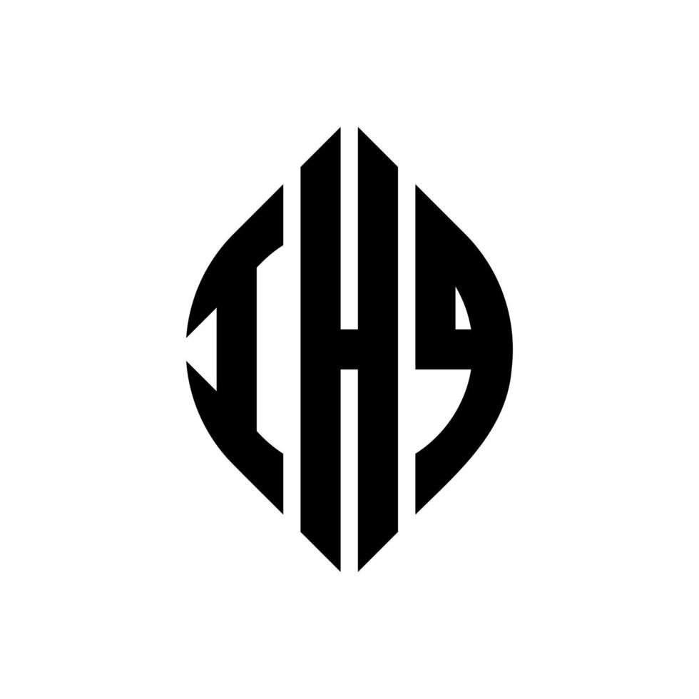 ihq cirkel letter logo-ontwerp met cirkel en ellipsvorm. ihq ellipsletters met typografische stijl. de drie initialen vormen een cirkellogo. ihq cirkel embleem abstracte monogram brief mark vector. vector