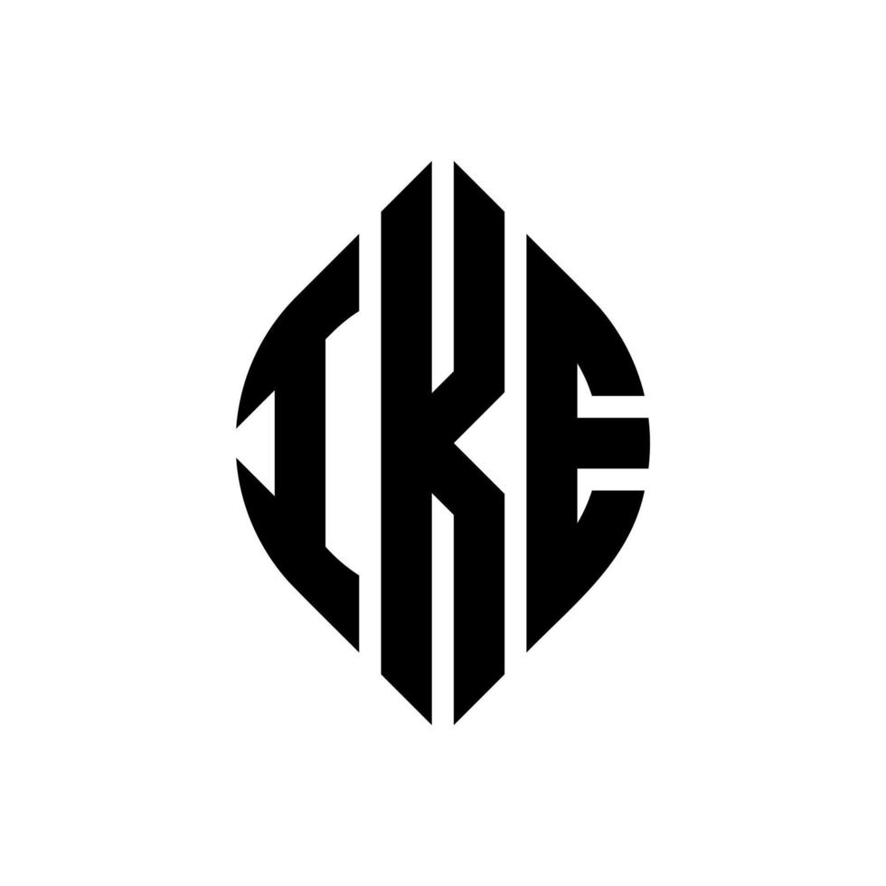 ike cirkel letter logo ontwerp met cirkel en ellipsvorm. ike ellips letters met typografische stijl. de drie initialen vormen een cirkellogo. ike cirkel embleem abstracte monogram brief mark vector. vector