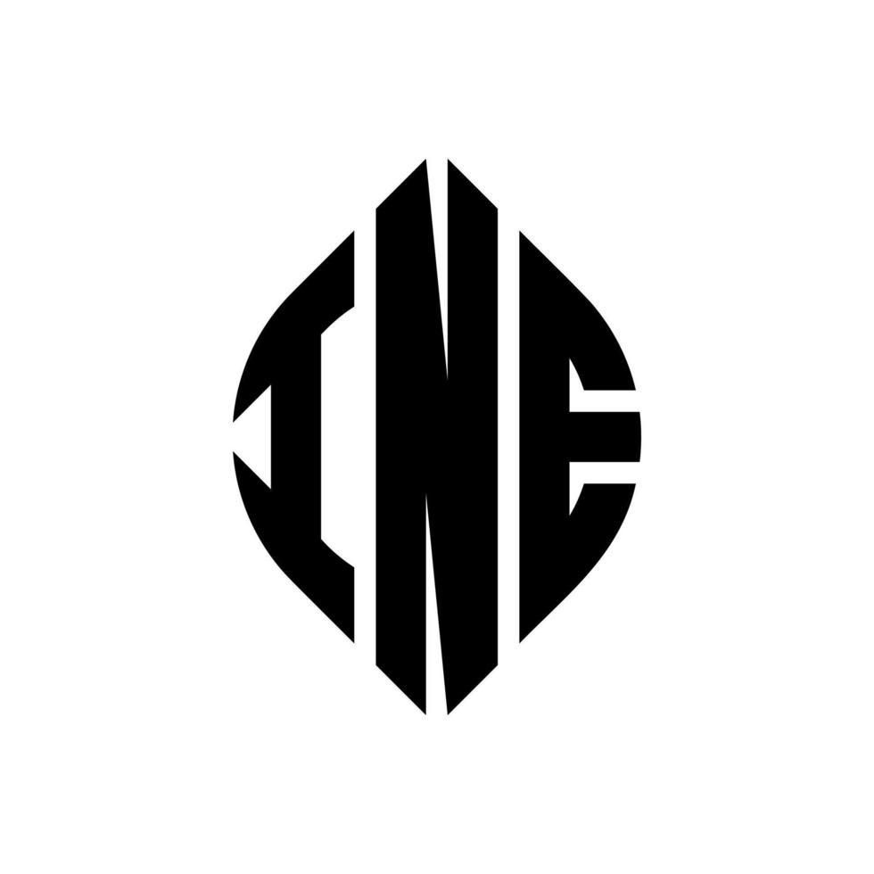 ine cirkel letter logo ontwerp met cirkel en ellipsvorm. ine ellipsletters met typografische stijl. de drie initialen vormen een cirkellogo. ine cirkel embleem abstracte monogram brief mark vector. vector