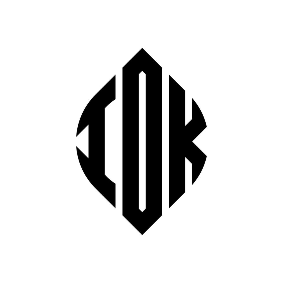 iok cirkel letter logo-ontwerp met cirkel en ellipsvorm. iok ellipsletters met typografische stijl. de drie initialen vormen een cirkellogo. iok cirkel embleem abstracte monogram brief mark vector. vector