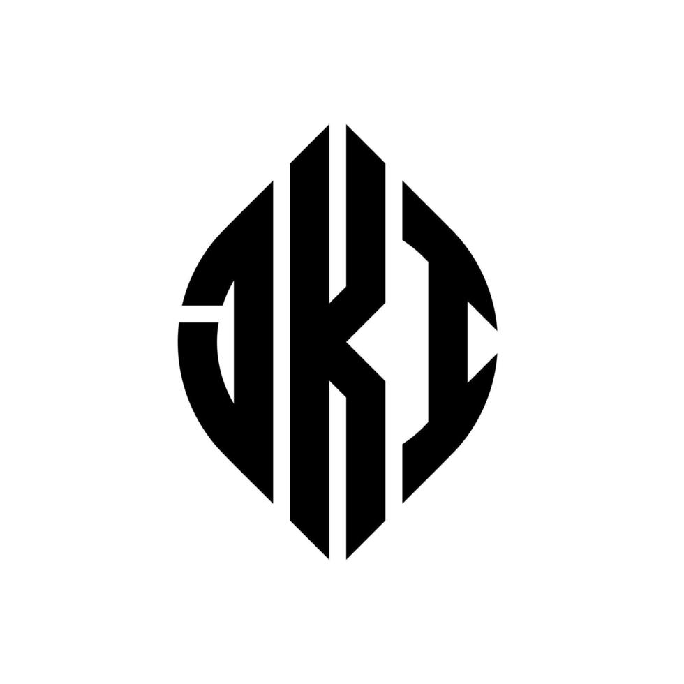 jki cirkel letter logo ontwerp met cirkel en ellipsvorm. jki ellipsletters met typografische stijl. de drie initialen vormen een cirkellogo. jki cirkel embleem abstracte monogram brief mark vector. vector