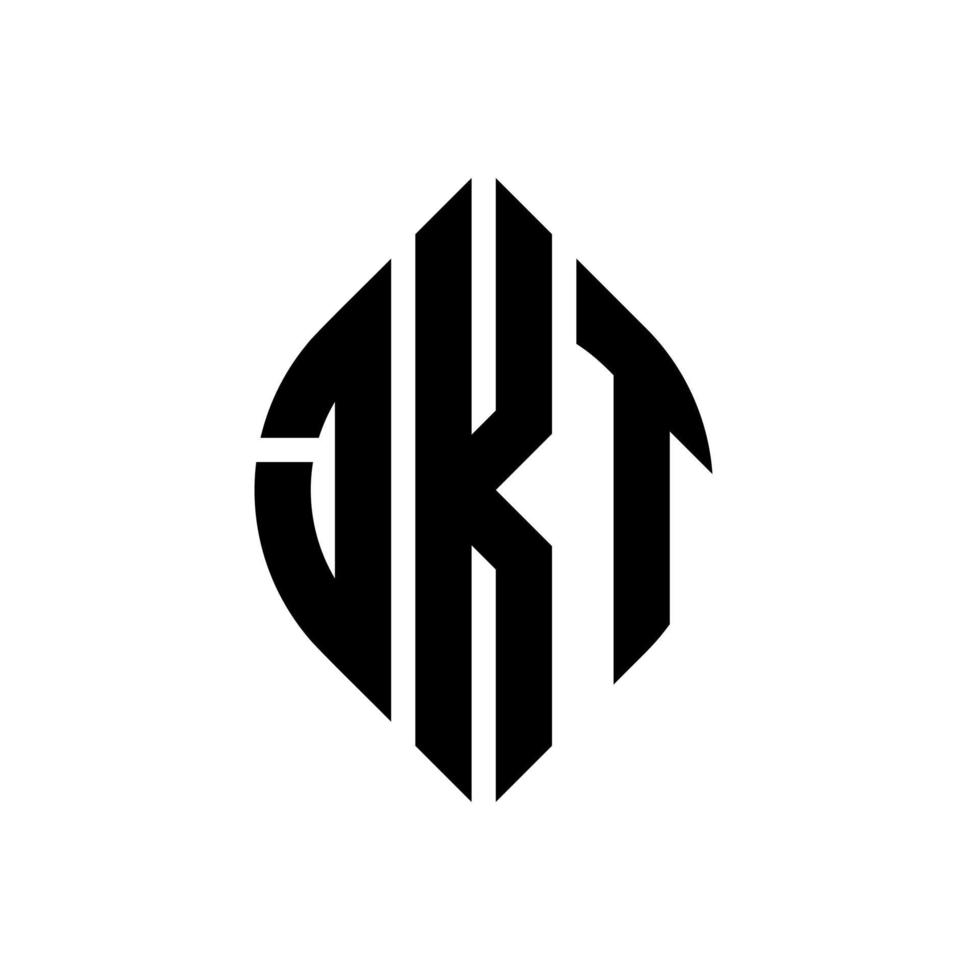 jkt cirkel letter logo-ontwerp met cirkel en ellipsvorm. jkt ellipsletters met typografische stijl. de drie initialen vormen een cirkellogo. jkt cirkel embleem abstracte monogram brief mark vector. vector