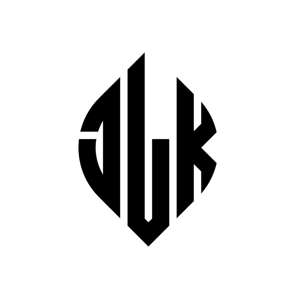 jlk cirkel letter logo ontwerp met cirkel en ellipsvorm. jlk ellipsletters met typografische stijl. de drie initialen vormen een cirkellogo. jlk cirkel embleem abstracte monogram brief mark vector. vector