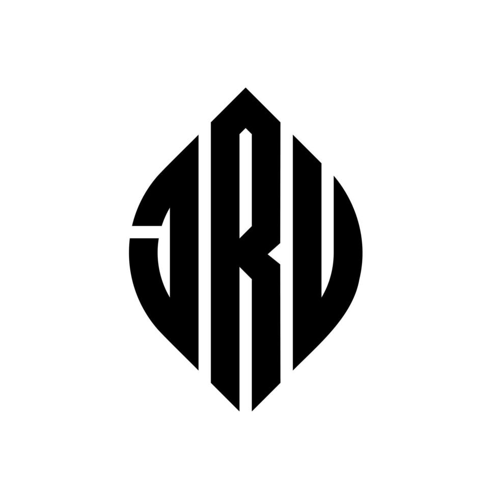 jru cirkel letter logo ontwerp met cirkel en ellipsvorm. jru ellipsletters met typografische stijl. de drie initialen vormen een cirkellogo. jru cirkel embleem abstracte monogram brief mark vector. vector