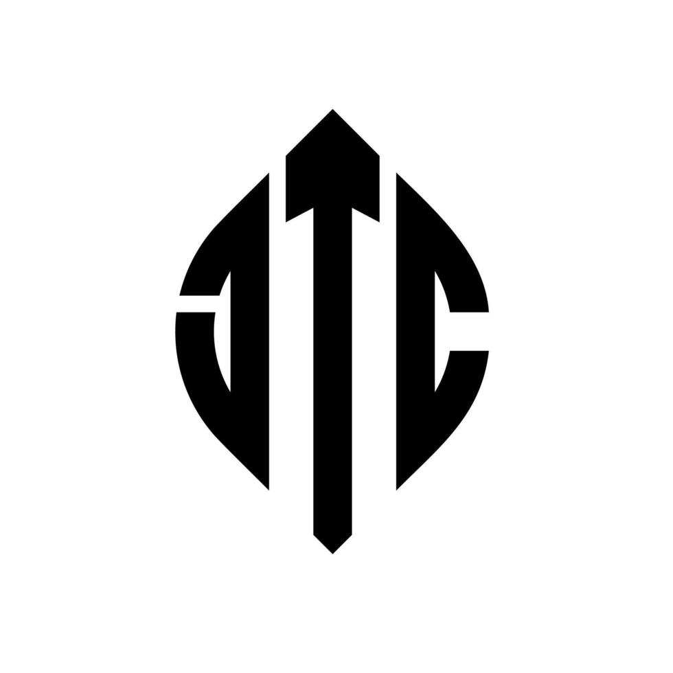 jtc cirkel letter logo ontwerp met cirkel en ellipsvorm. jtc ellipsletters met typografische stijl. de drie initialen vormen een cirkellogo. jtc cirkel embleem abstracte monogram brief mark vector. vector