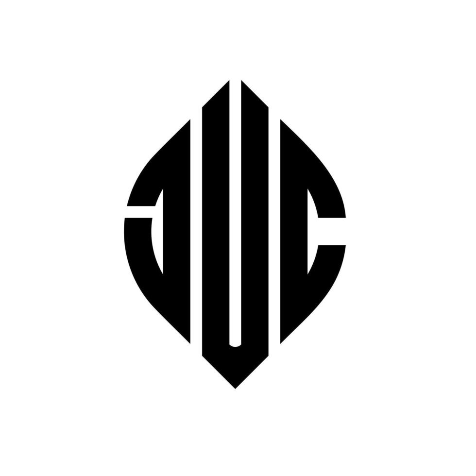 juc cirkel letter logo ontwerp met cirkel en ellipsvorm. juc ellipsletters met typografische stijl. de drie initialen vormen een cirkellogo. juc cirkel embleem abstracte monogram brief mark vector. vector