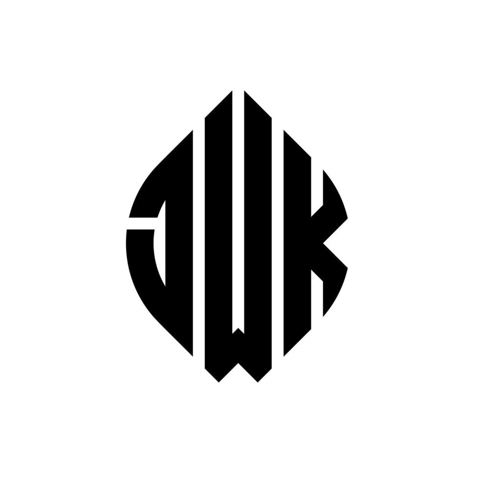 jwk cirkel letter logo ontwerp met cirkel en ellipsvorm. jwk ellipsletters met typografische stijl. de drie initialen vormen een cirkellogo. jwk cirkel embleem abstracte monogram brief mark vector. vector