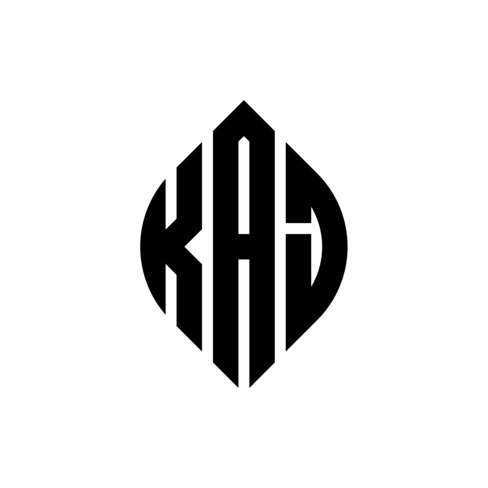 kaj cirkel letter logo-ontwerp met cirkel en ellipsvorm. kaj ellipsletters met typografische stijl. de drie initialen vormen een cirkellogo. kaj cirkel embleem abstracte monogram brief mark vector. vector