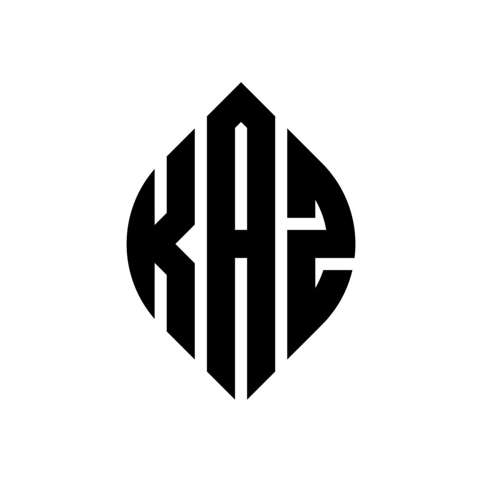 kaz cirkel letter logo ontwerp met cirkel en ellipsvorm. Kaz ellips letters met typografische stijl. de drie initialen vormen een cirkellogo. kaz cirkel embleem abstracte monogram brief mark vector. vector
