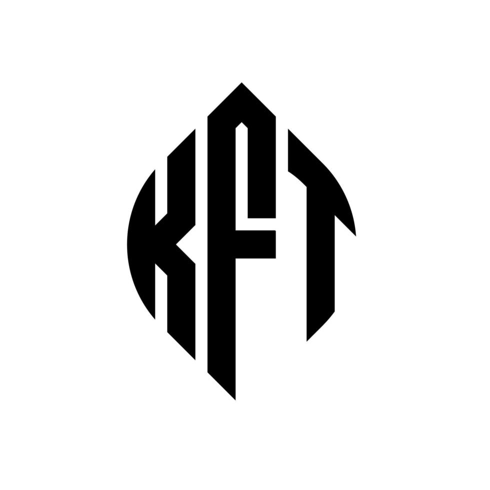 kft cirkel letter logo ontwerp met cirkel en ellipsvorm. kft ellipsletters met typografische stijl. de drie initialen vormen een cirkellogo. kft cirkel embleem abstracte monogram brief mark vector. vector