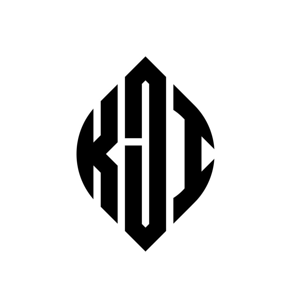 kji cirkel letter logo ontwerp met cirkel en ellipsvorm. kji ellipsletters met typografische stijl. de drie initialen vormen een cirkellogo. kji cirkel embleem abstracte monogram brief mark vector. vector