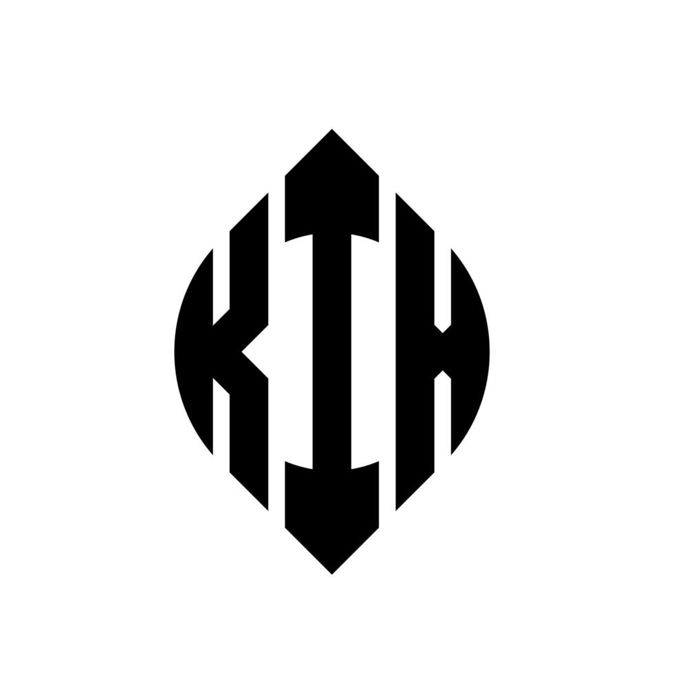 kix cirkel letter logo-ontwerp met cirkel en ellipsvorm. kix ellipsletters met typografische stijl. de drie initialen vormen een cirkellogo. kix cirkel embleem abstracte monogram brief mark vector. vector