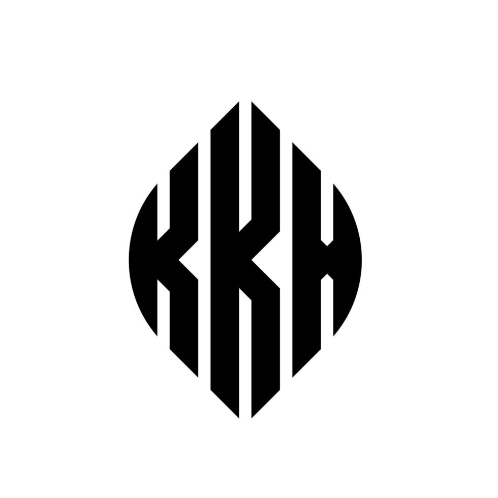 kkx cirkel letter logo-ontwerp met cirkel en ellipsvorm. kkx ellipsletters met typografische stijl. de drie initialen vormen een cirkellogo. kkx cirkel embleem abstracte monogram brief mark vector. vector