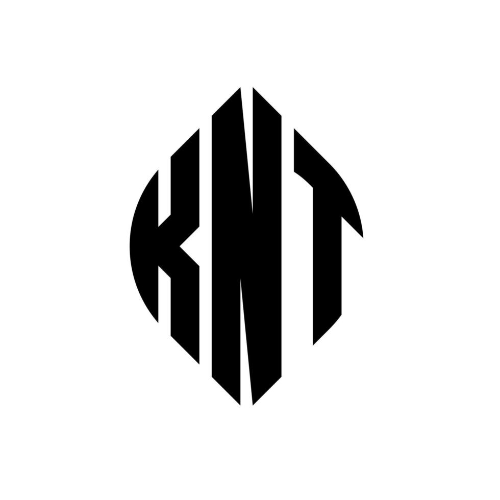 knt cirkel letter logo-ontwerp met cirkel en ellipsvorm. knt ellipsletters met typografische stijl. de drie initialen vormen een cirkellogo. knt cirkel embleem abstracte monogram brief mark vector. vector