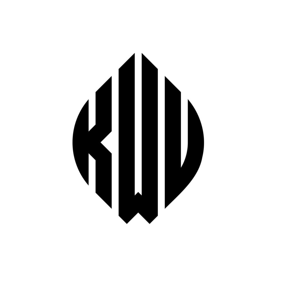 kwu cirkel letter logo ontwerp met cirkel en ellipsvorm. kwu-ellipsletters met typografische stijl. de drie initialen vormen een cirkellogo. kwu cirkel embleem abstracte monogram brief mark vector. vector