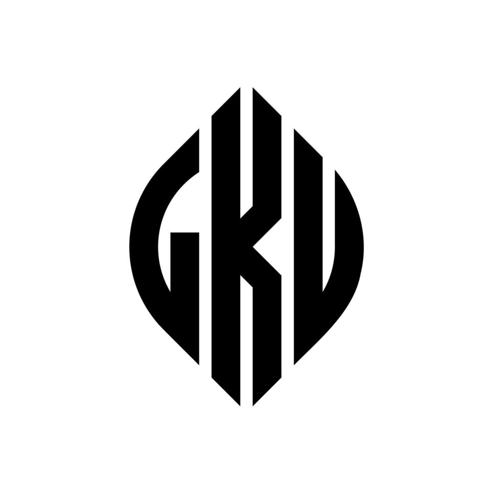 lku cirkel letter logo ontwerp met cirkel en ellipsvorm. lku ellipsletters met typografische stijl. de drie initialen vormen een cirkellogo. lku cirkel embleem abstracte monogram brief mark vector. vector