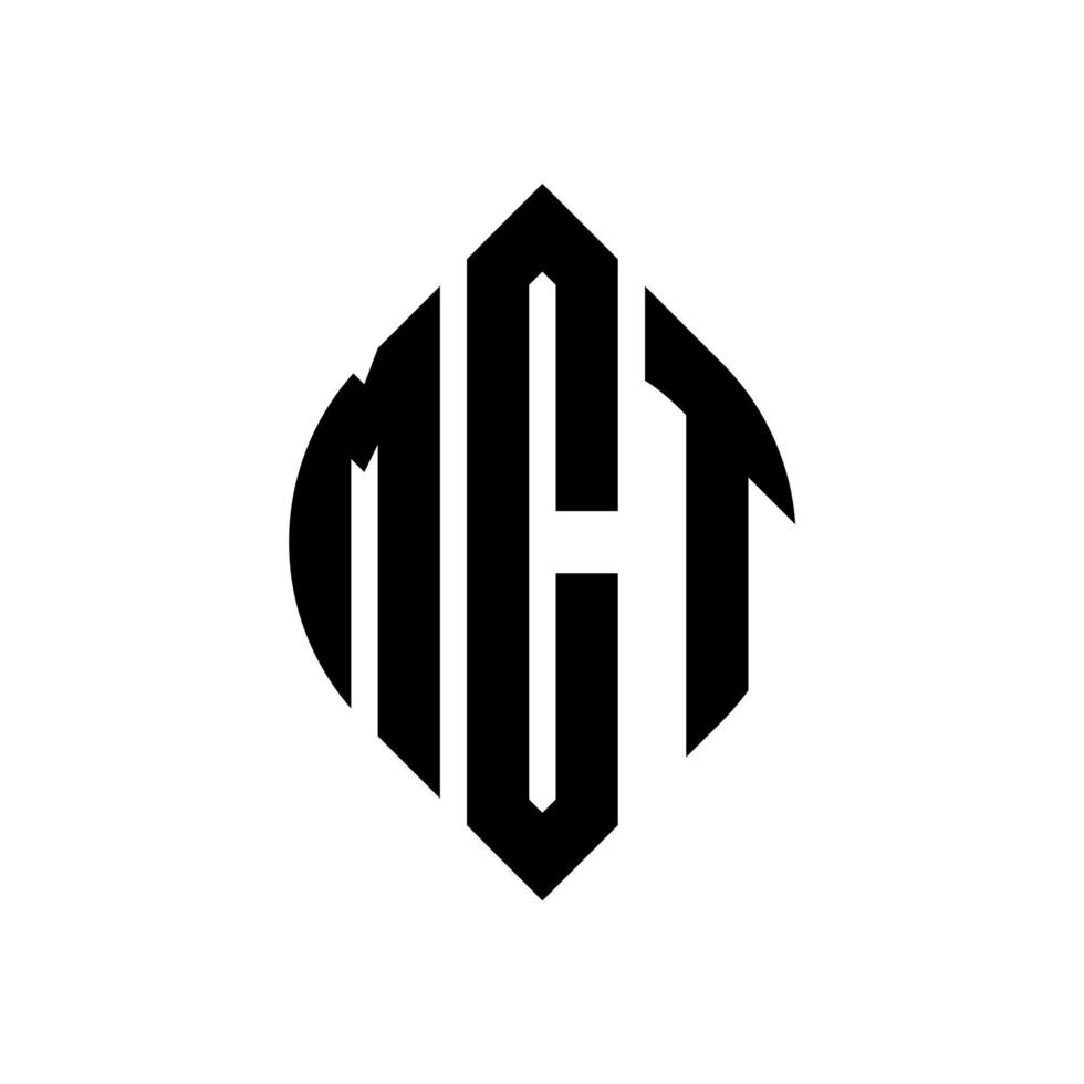 mct cirkel letter logo ontwerp met cirkel en ellipsvorm. mct ellipsletters met typografische stijl. de drie initialen vormen een cirkellogo. mct cirkel embleem abstracte monogram brief mark vector. vector