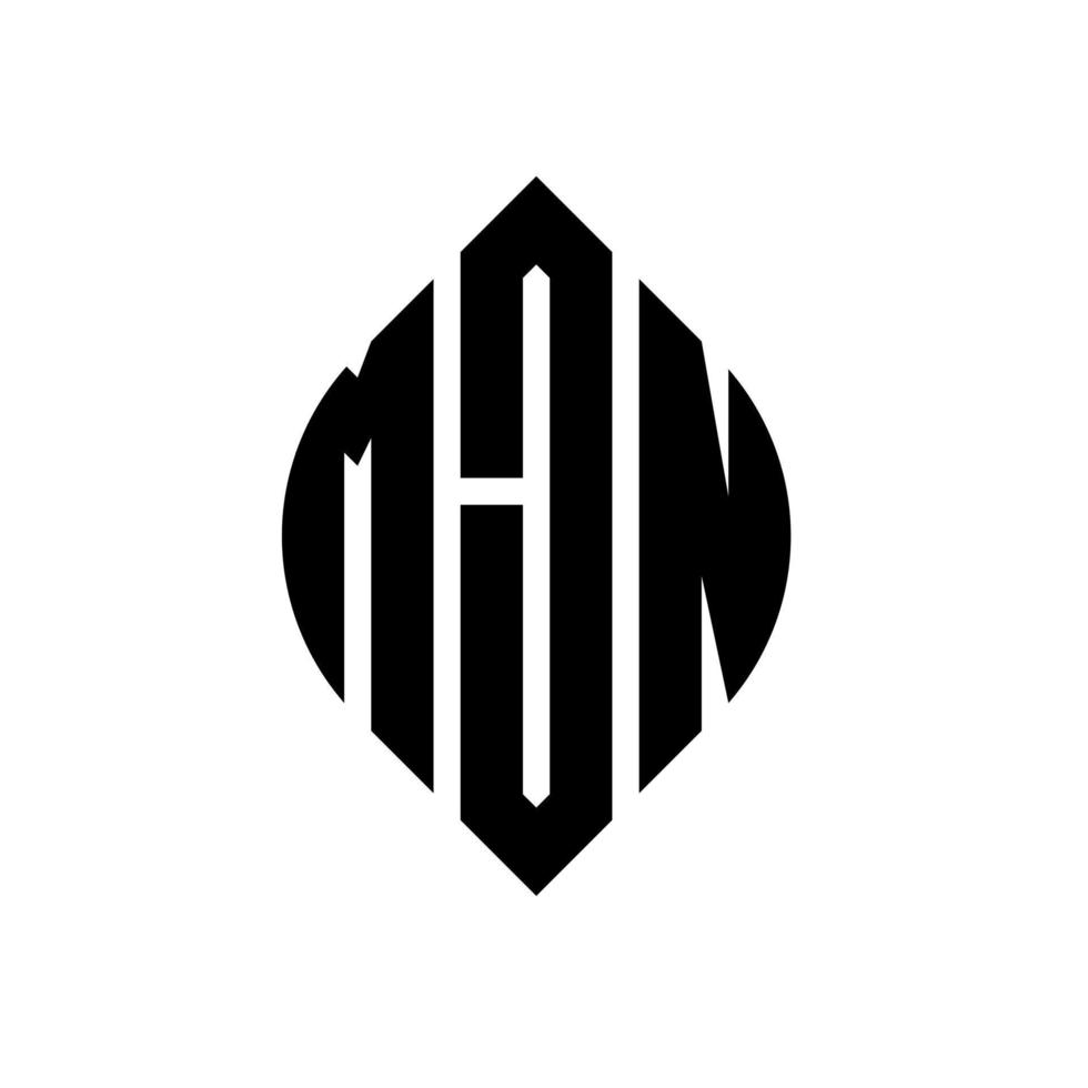 mjn cirkel letter logo ontwerp met cirkel en ellipsvorm. mjn ellipsletters met typografische stijl. de drie initialen vormen een cirkellogo. mjn cirkel embleem abstracte monogram brief mark vector. vector