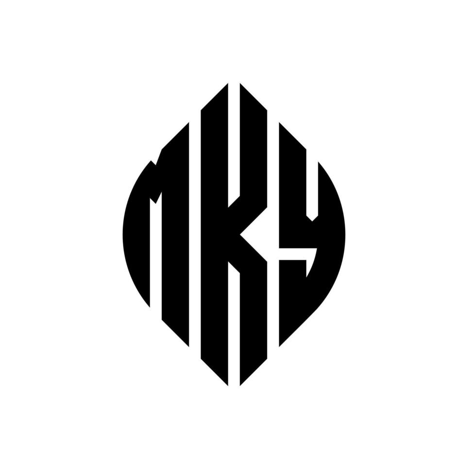 mky cirkel letter logo-ontwerp met cirkel en ellipsvorm. mky ellipsletters met typografische stijl. de drie initialen vormen een cirkellogo. mky cirkel embleem abstracte monogram brief mark vector. vector