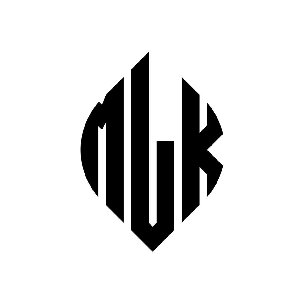 mlk cirkel letter logo-ontwerp met cirkel en ellipsvorm. mlk ellipsletters met typografische stijl. de drie initialen vormen een cirkellogo. mlk cirkel embleem abstracte monogram brief mark vector. vector