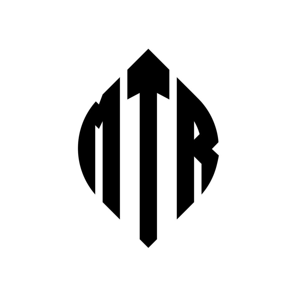 mtr cirkel letter logo ontwerp met cirkel en ellipsvorm. mtr ellipsletters met typografische stijl. de drie initialen vormen een cirkellogo. mtr cirkel embleem abstracte monogram brief mark vector. vector