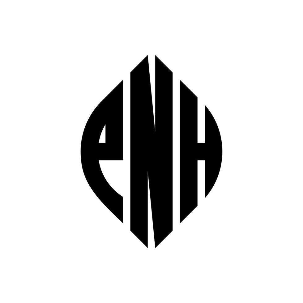 pnh cirkel letter logo-ontwerp met cirkel en ellipsvorm. pnh ellipsletters met typografische stijl. de drie initialen vormen een cirkellogo. pnh cirkel embleem abstracte monogram brief mark vector. vector