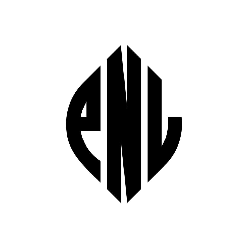 pnl cirkel letter logo-ontwerp met cirkel en ellipsvorm. pnl ellipsletters met typografische stijl. de drie initialen vormen een cirkellogo. pnl cirkel embleem abstracte monogram brief mark vector. vector