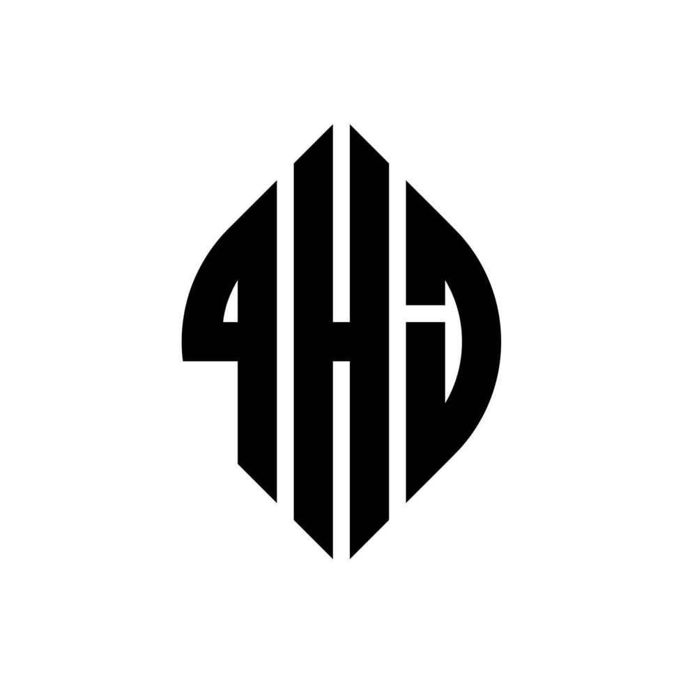 qhj cirkel letter logo ontwerp met cirkel en ellipsvorm. qhj ellipsletters met typografische stijl. de drie initialen vormen een cirkellogo. qhj cirkel embleem abstracte monogram brief mark vector. vector