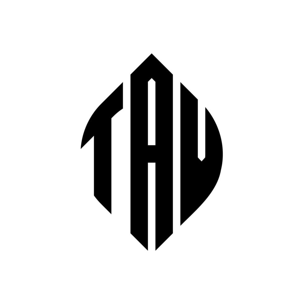 tav cirkel letter logo-ontwerp met cirkel en ellipsvorm. tav ellipsletters met typografische stijl. de drie initialen vormen een cirkellogo. tav cirkel embleem abstracte monogram brief mark vector. vector