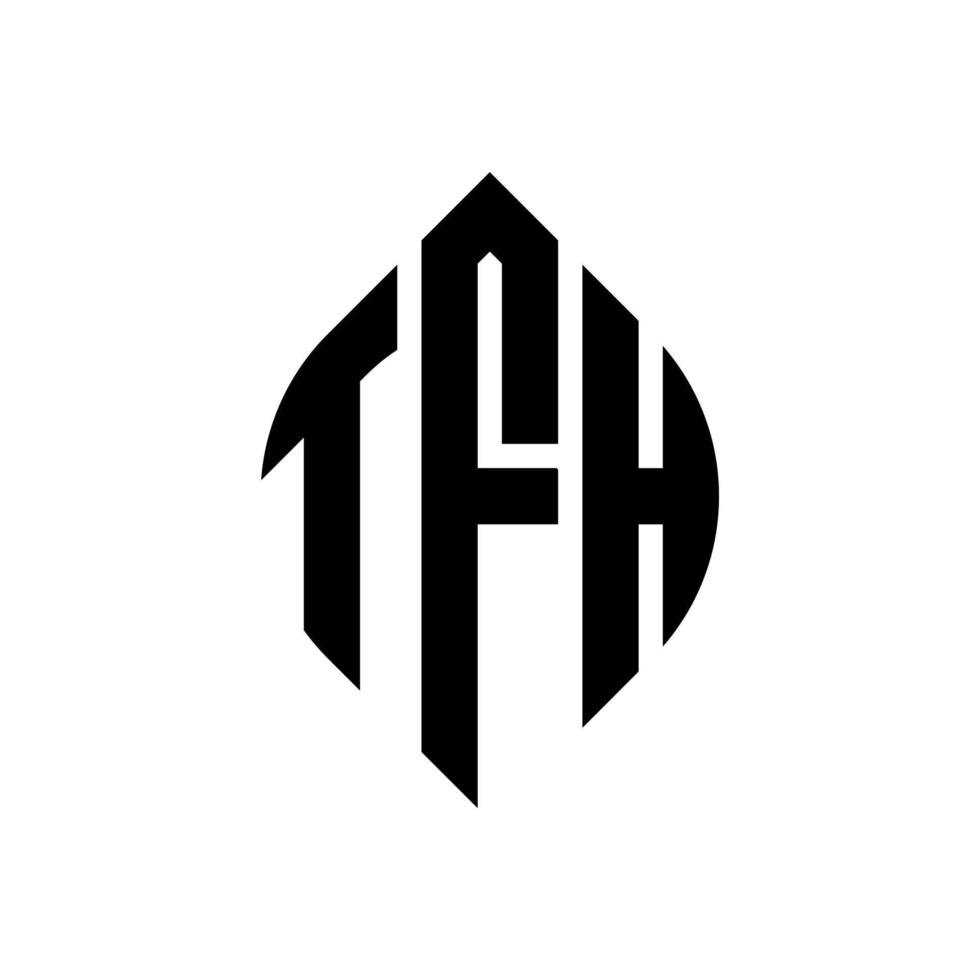 tfh cirkel letter logo ontwerp met cirkel en ellipsvorm. tfh ellipsletters met typografische stijl. de drie initialen vormen een cirkellogo. tfh cirkel embleem abstracte monogram brief mark vector. vector