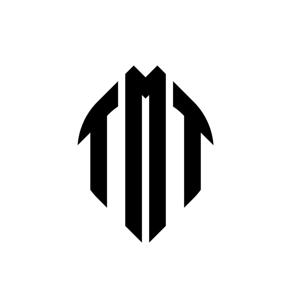 tmt cirkel letter logo-ontwerp met cirkel en ellipsvorm. tmt ellipsletters met typografische stijl. de drie initialen vormen een cirkellogo. tmt cirkel embleem abstracte monogram brief mark vector. vector