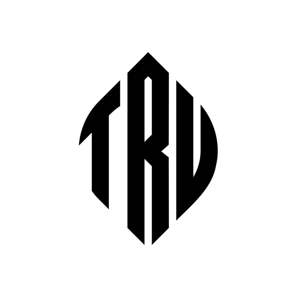 tru cirkel letter logo-ontwerp met cirkel en ellipsvorm. tru ellips letters met typografische stijl. de drie initialen vormen een cirkellogo. tru cirkel embleem abstracte monogram brief mark vector. vector