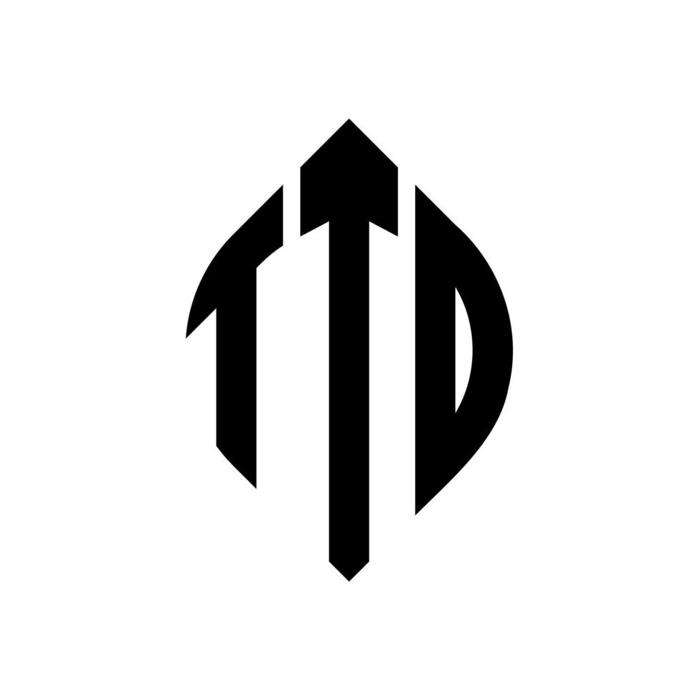 ttd cirkel letter logo-ontwerp met cirkel en ellipsvorm. ttd ellipsletters met typografische stijl. de drie initialen vormen een cirkellogo. ttd cirkel embleem abstracte monogram brief mark vector. vector