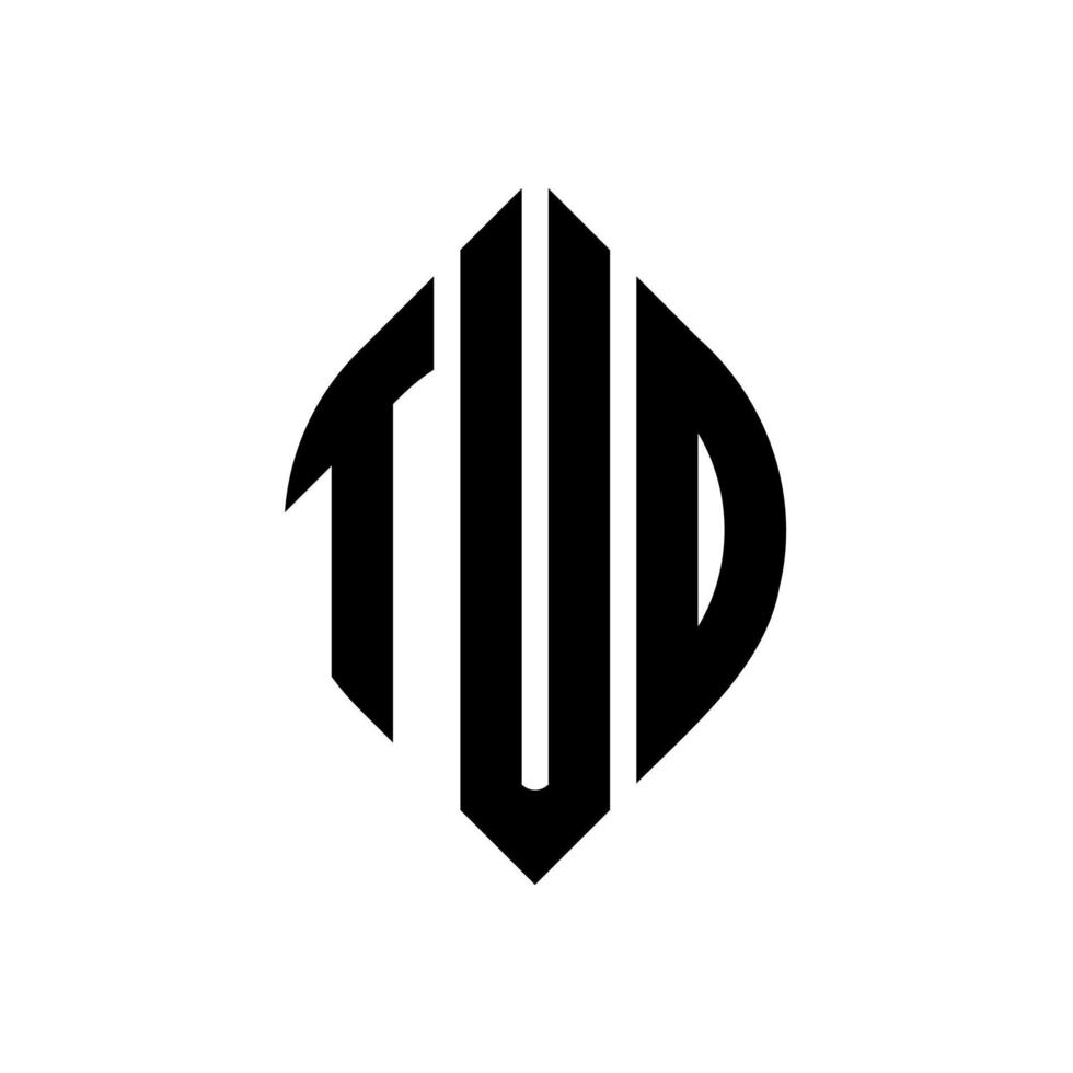 tud cirkel letter logo ontwerp met cirkel en ellipsvorm. tud ellipsletters met typografische stijl. de drie initialen vormen een cirkellogo. tud cirkel embleem abstracte monogram brief mark vector. vector