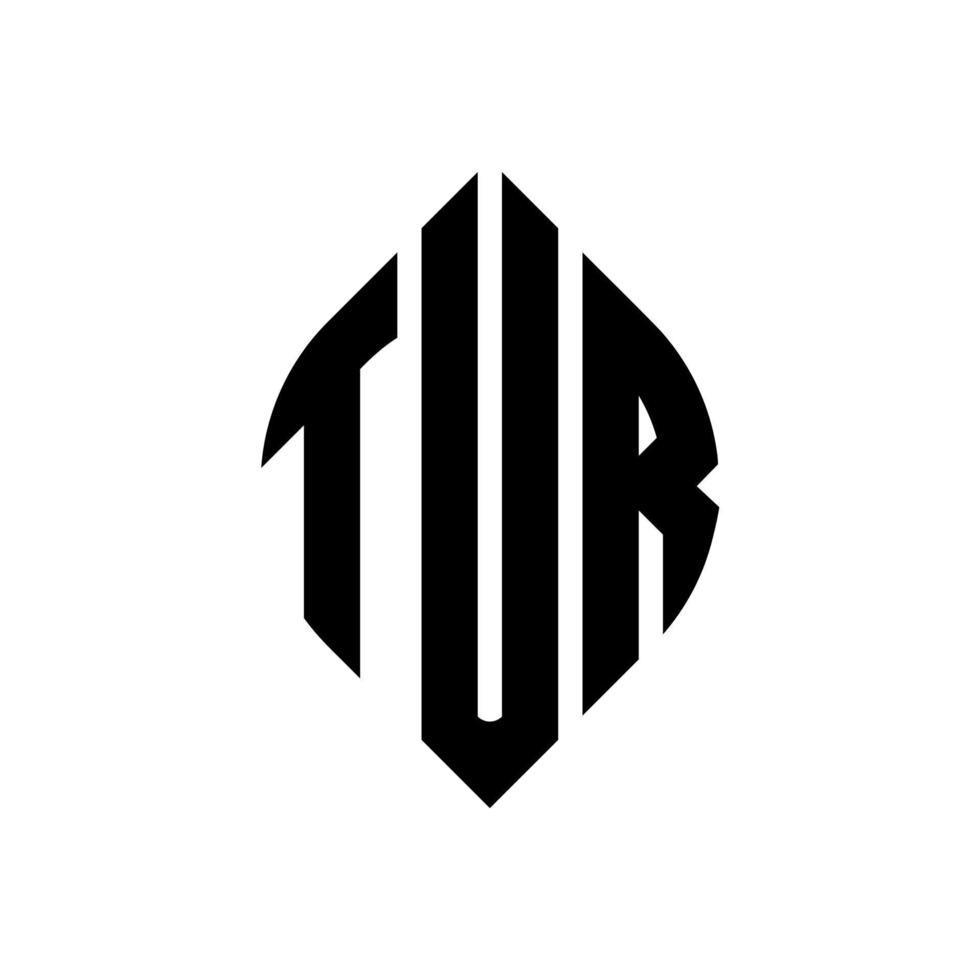 tur cirkel letter logo ontwerp met cirkel en ellipsvorm. tur-ellipsletters met typografische stijl. de drie initialen vormen een cirkellogo. tur cirkel embleem abstracte monogram brief mark vector. vector