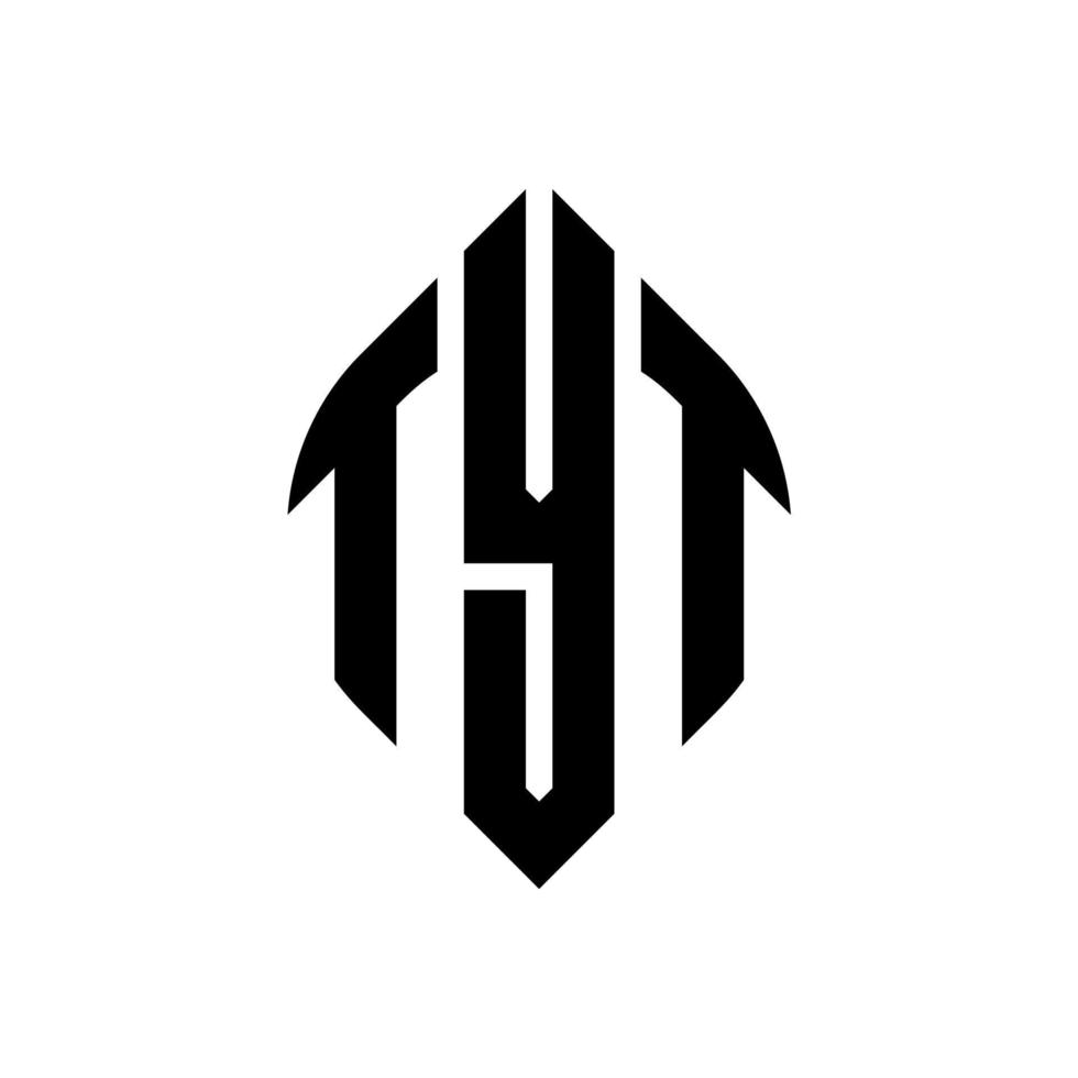 tyt cirkel letter logo ontwerp met cirkel en ellipsvorm. tyt ellipsletters met typografische stijl. de drie initialen vormen een cirkellogo. tyt cirkel embleem abstracte monogram brief mark vector. vector