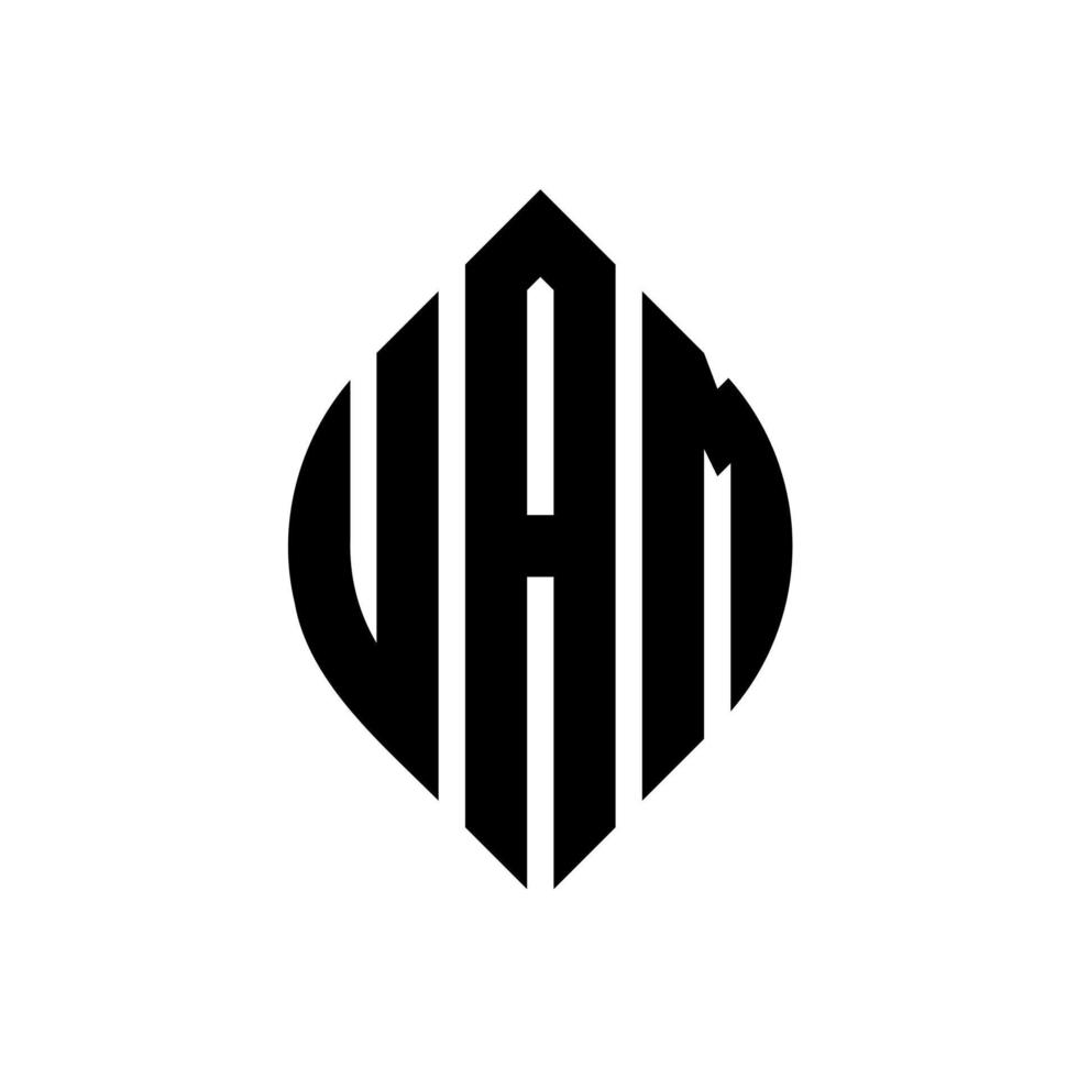 uam cirkel letter logo ontwerp met cirkel en ellipsvorm. uam ellipsletters met typografische stijl. de drie initialen vormen een cirkellogo. uam cirkel embleem abstracte monogram brief mark vector. vector