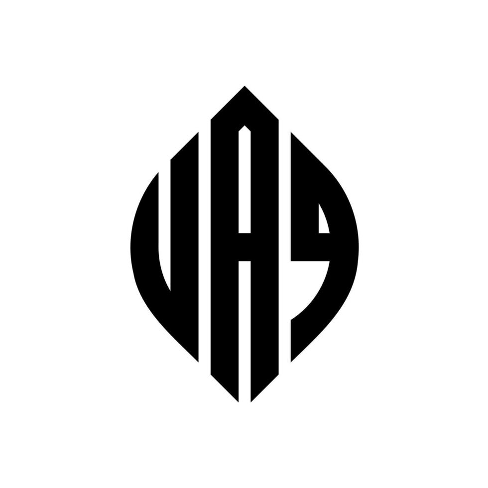 uaq cirkel letter logo-ontwerp met cirkel en ellipsvorm. uaq ellipsletters met typografische stijl. de drie initialen vormen een cirkellogo. uaq cirkel embleem abstracte monogram brief mark vector. vector