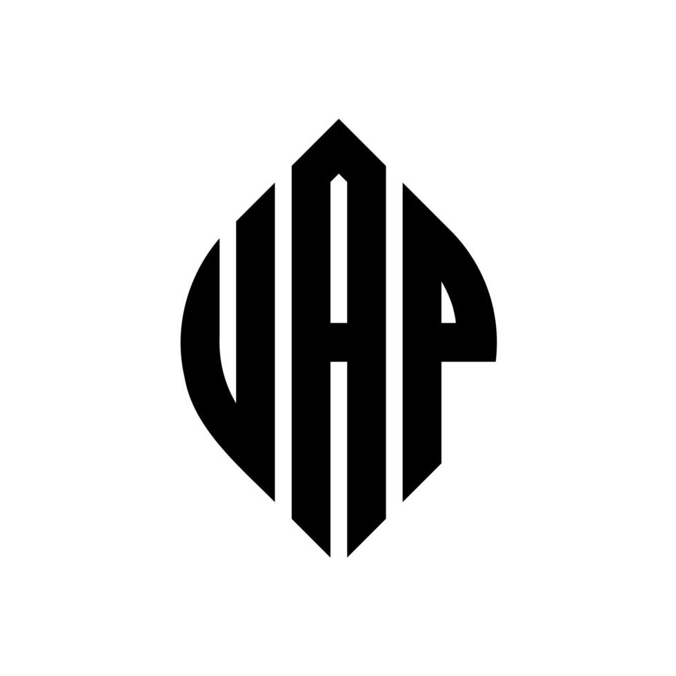 uap cirkel letter logo ontwerp met cirkel en ellipsvorm. uap ellipsletters met typografische stijl. de drie initialen vormen een cirkellogo. uap cirkel embleem abstracte monogram brief mark vector. vector