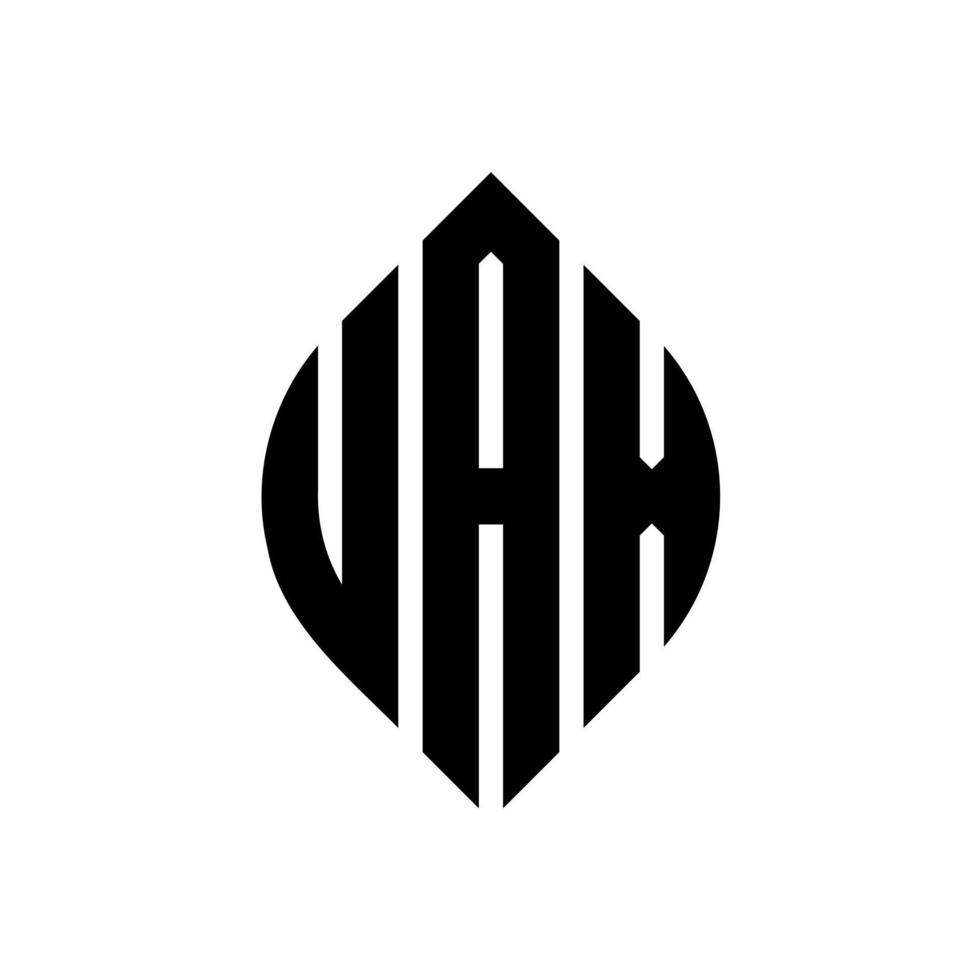 uax cirkel letter logo ontwerp met cirkel en ellipsvorm. uax ellipsletters met typografische stijl. de drie initialen vormen een cirkellogo. uax cirkel embleem abstracte monogram brief mark vector. vector