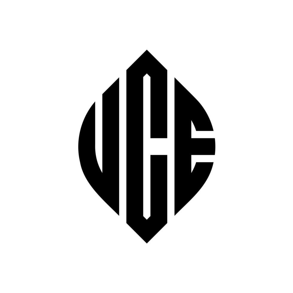 uce cirkel letter logo ontwerp met cirkel en ellipsvorm. uce ellipsletters met typografische stijl. de drie initialen vormen een cirkellogo. uce cirkel embleem abstracte monogram brief mark vector. vector