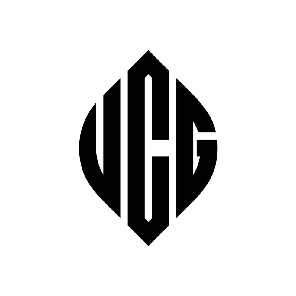 UCG cirkel letter logo ontwerp met cirkel en ellipsvorm. uCG-ellipsletters met typografische stijl. de drie initialen vormen een cirkellogo. uCG cirkel embleem abstracte monogram brief mark vector. vector
