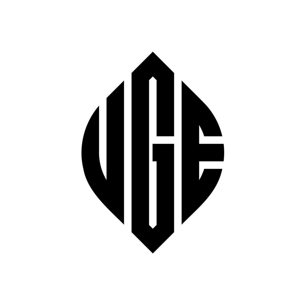 uge cirkel letter logo ontwerp met cirkel en ellipsvorm. uge ellipsletters met typografische stijl. de drie initialen vormen een cirkellogo. uge cirkel embleem abstracte monogram brief mark vector. vector