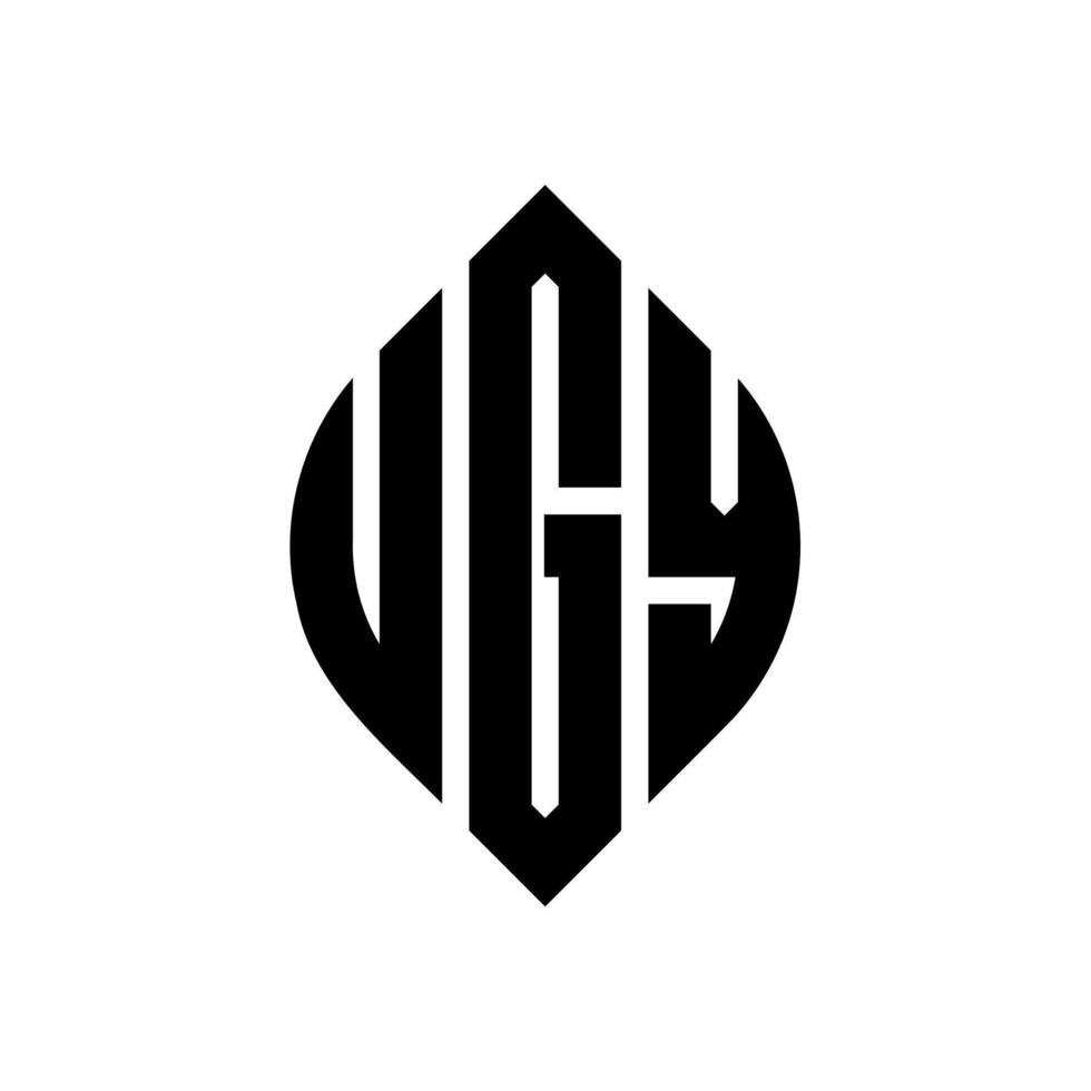 ugy cirkel letter logo ontwerp met cirkel en ellipsvorm. ugy ellipsletters met typografische stijl. de drie initialen vormen een cirkellogo. ugy cirkel embleem abstracte monogram brief mark vector. vector